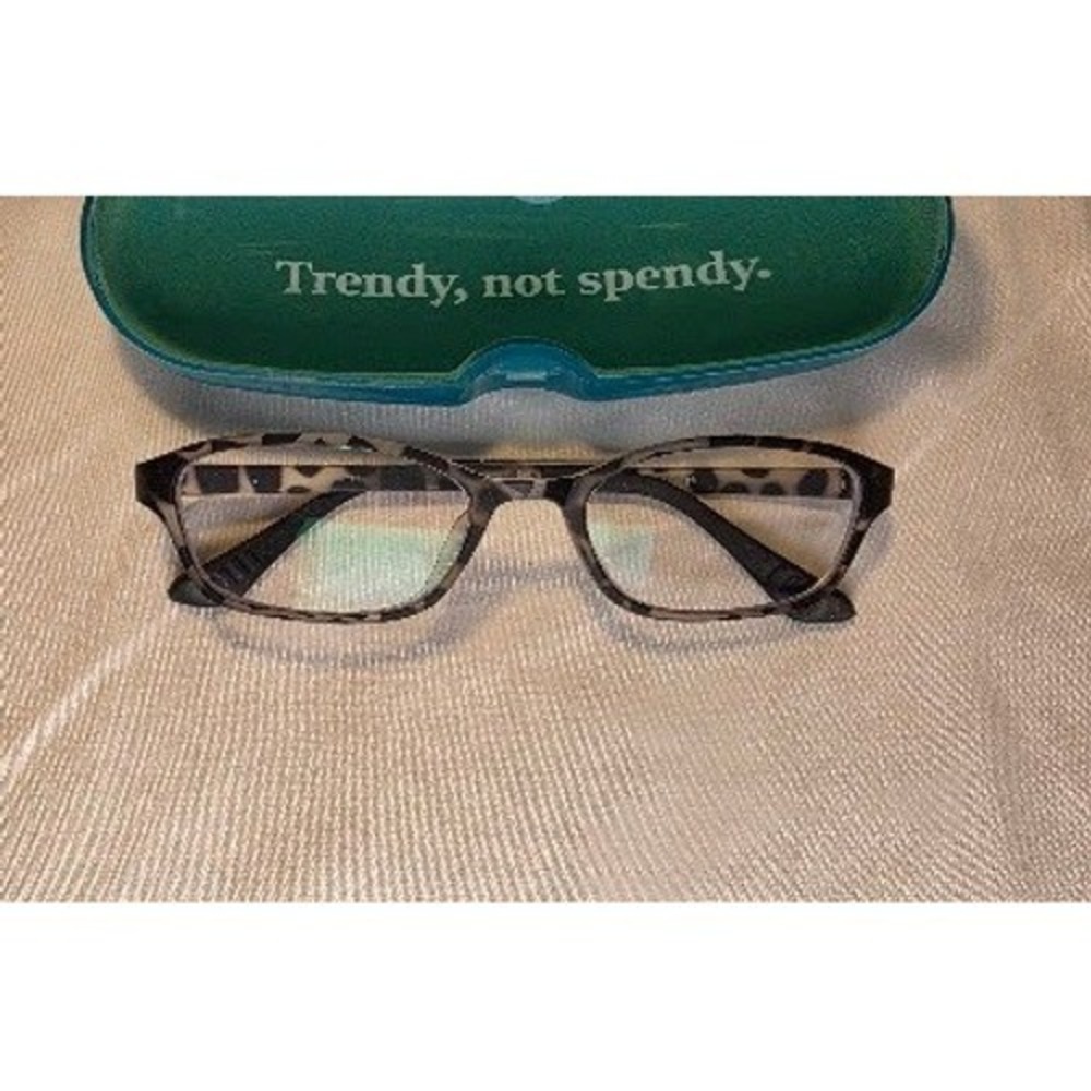 Zenni Optical Womens Gray Leopard Print Rectangular Eyeglasses with Case